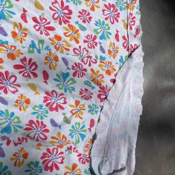 FRESH PRODUCE White Floral Elastic/Drawstring Waist Skirt Ruffle Hem Sz L. EXC - Picture 4 of 6